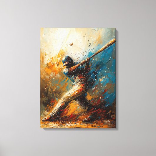 Abstracte honkbalspeler - Dynamische sportkunst Canvas Afdruk (Voorkant)