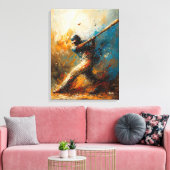 Abstracte honkbalspeler - Dynamische sportkunst Canvas Afdruk (Insitu (Woonkamer))