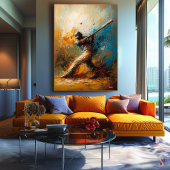 Abstracte honkbalspeler - Dynamische sportkunst Canvas Afdruk