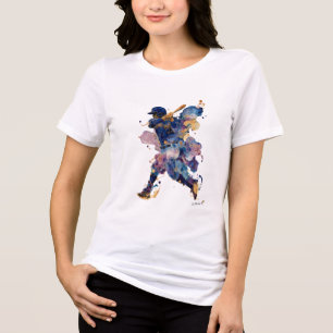 Abstracte honkbalspeler Vloeibare inkt aquarel Tri-Blend Shirt