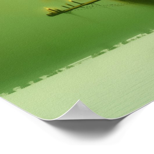 Abstracte Hoorns Cat Green Witchy AI Art Matte Waa Poster (Hoek)