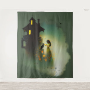 Abstracte Hoorns Kattenhuis Occulte Dark Witchy AI Wandkleed