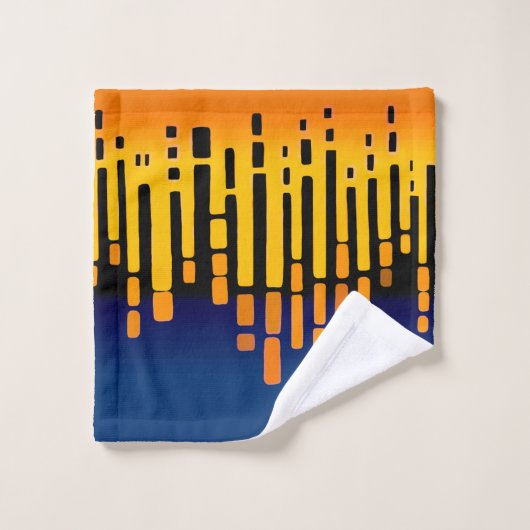 Abstracte horizon, blauw, geel, zwart bad handdoek (Wasdoekje)