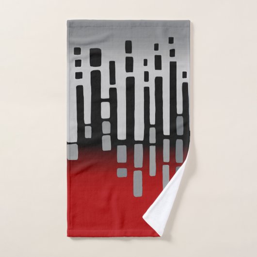 Abstracte horizon, rood, lichtgrijs, zwart bad handdoek (Handdoek)