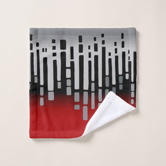 Abstracte horizon, rood, lichtgrijs, zwart bad handdoek (Wasdoekje)
