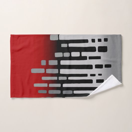 Abstracte horizon, rood, lichtgrijs, zwart bad handdoek (Handdoek)