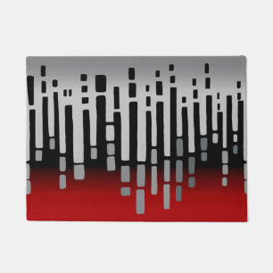 Abstracte horizon, rood, lichtgrijs, zwart deurmat