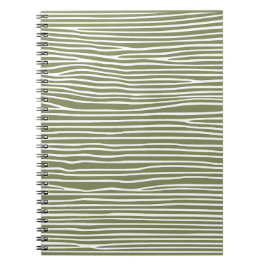 Abstracte horizontale lijnen_wit over olijfgroen notitieboek
