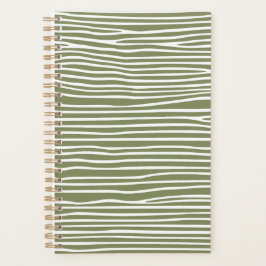 Abstracte horizontale lijnen_wit over olijfgroen planner