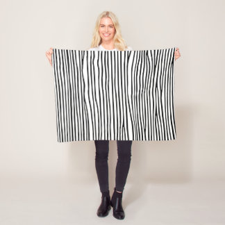 Abstracte horizontale lijnen_zwart fleece deken