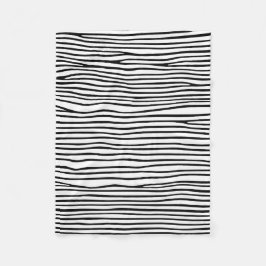 Abstracte horizontale lijnen_zwart fleece deken