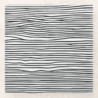 Abstracte horizontale lijnen_zwart glazen onderzetter