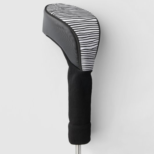 Abstracte horizontale lijnen_zwart golfheadcover (Schuin)
