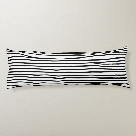 Abstracte horizontale lijnen_zwart lichaamskussen (Achterkant)