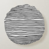 Abstracte horizontale lijnen_zwart rond kussen (Achterkant)