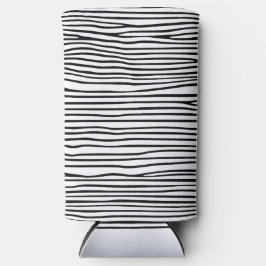 Abstracte horizontale lijnen_zwart seltzer blikjeskoeler
