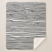 Abstracte horizontale lijnen_zwart sherpa deken (Voorkant)