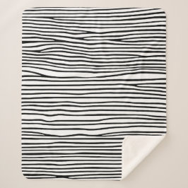 Abstracte horizontale lijnen_zwart sherpa deken