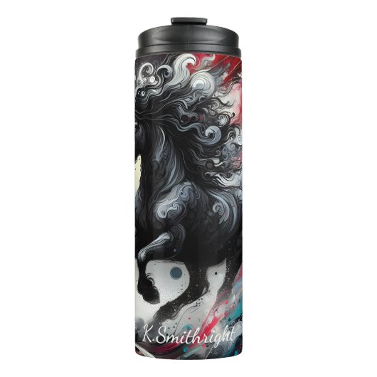 Abstracte Horse Dynamic Paint Splatter Thermosbeker (Voorkant)