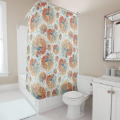 Abstracte hortensia bloeit in herfstkleuren douchegordijn (In situ)