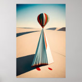 Abstracte Hot Air ballon in een woestijn Poster (Voorkant)