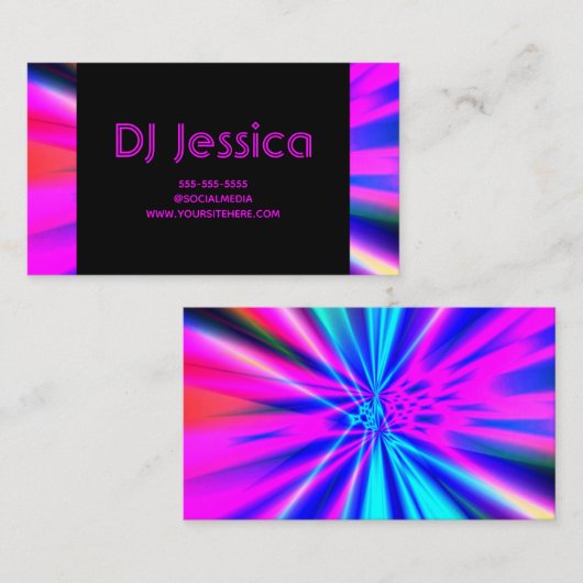 Abstracte Hot Pink Neon Lights Night Club DJ Visitekaartje (Voorkant / Achterkant)