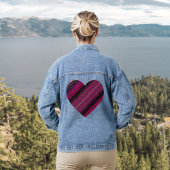 Abstracte Hot Pink Pattern Denim Jacket