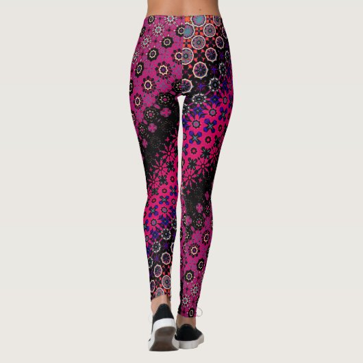 Abstracte Hot Pink Pattern Leggings (Achterkant)