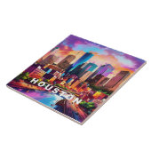 Abstracte Houston Skyline Art Modern Cityscape Tegeltje (Zijkant)