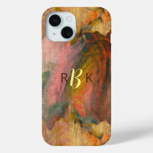 Abstracte hout- en verftextuur iPhone 15 case