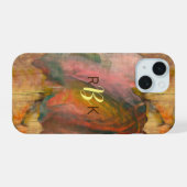 Abstracte hout- en verftextuur iPhone 15 case (Achterkant horizontaal)