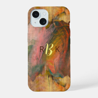 Abstracte hout- en verftextuur iPhone 15 case