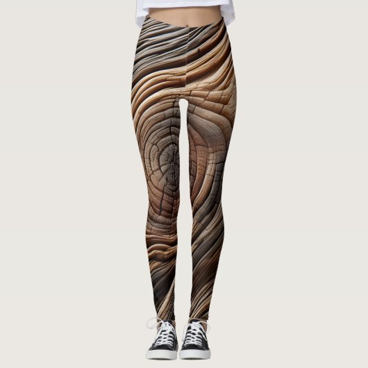 Abstracte houten kunstontwerptextuur leggings (Voorkant)