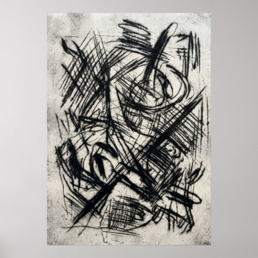 Abstracte houtskool schets expressieve lijn kunst poster (Voorkant)