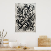 Abstracte houtskool schets expressieve lijn kunst poster (Keuken)