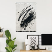 Abstracte houtskool schets poster | Gebarende lijn (Thuiskantoor)