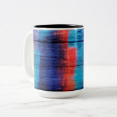  Abstracte houtverf #11 Tweekleurige Koffiemok (Voorkant links)