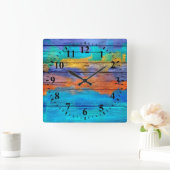  Abstracte houtverf #4 Vierkante Klok (Huis)