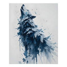 Abstracte huilende wolf perfect poster
