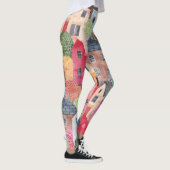 Abstracte huizen: Waterverf naadloze achtergrond. Leggings (Rechts)