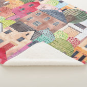 Abstracte huizen: Waterverf naadloze achtergrond. Sherpa Deken (3/4)