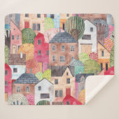 Abstracte huizen: Waterverf naadloze achtergrond. Sherpa Deken (Voorkant (horizontaal))