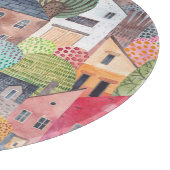 Abstracte huizen: Waterverf naadloze achtergrond. Snijplank (Hoek)