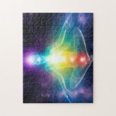 Abstracte humanoïde lotus yoga pose met chakras legpuzzel (Verticaal)