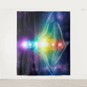 Abstracte humanoïde lotus yoga pose met chakras wandkleed (Voorkant)