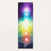 Abstracte humanoïde lotus yoga pose met chakras yogamat (Voorkant)