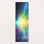 Abstracte humanoïde lotus yoga pose met chakras yogamat (Achterkant)