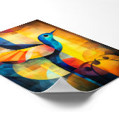 Abstracte Hummingbird Art - Geometrische vogel Poster (Hoek)