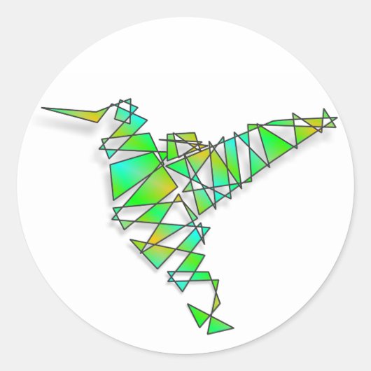 Abstracte Hummingbird Ronde Sticker (Voorkant)