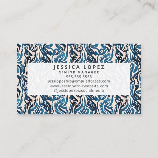 Abstracte Ikat Blue Waterverf Professional Generic Visitekaartje (Achterkant)